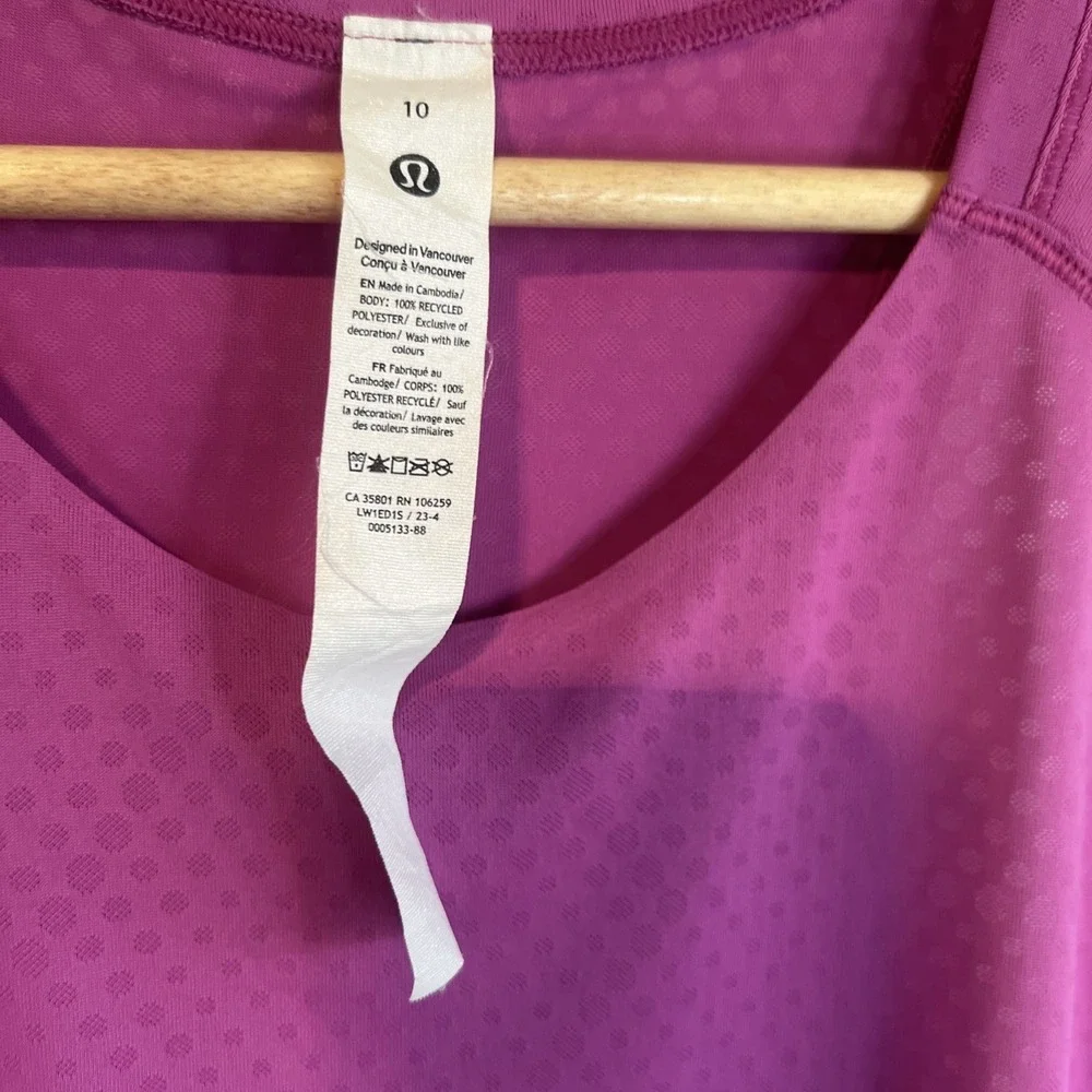Lululemon Tank Top Womens 10 Pink Running Reflective Light